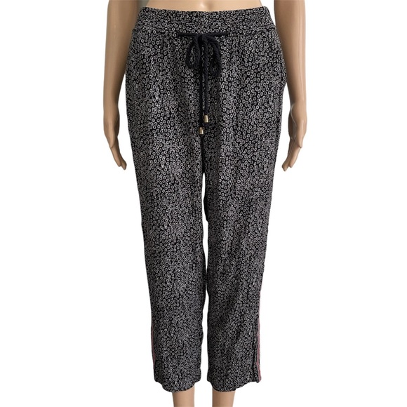 Anthropologie Ett Wa Black Red Striped Pull On Relaxed Fit Crop Jogger Pants - Picture 4 of 10